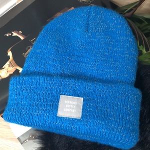 Herschel Supply Company bright blue teal and grey stocking cap beanie